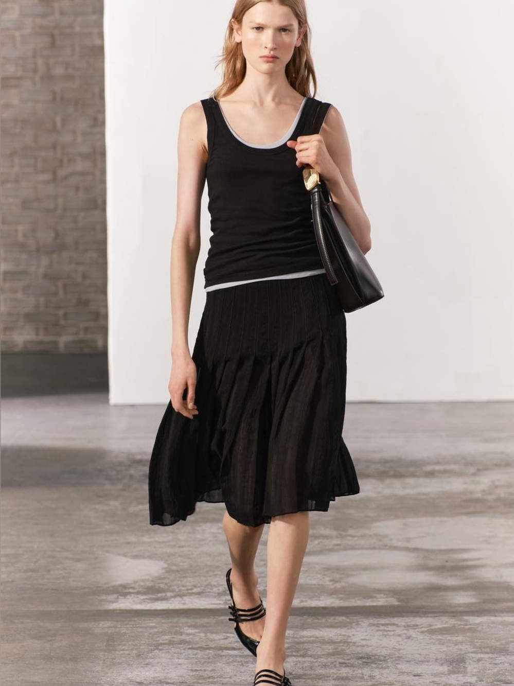 Zara Black Midi Skirt - Picture 1 of 5